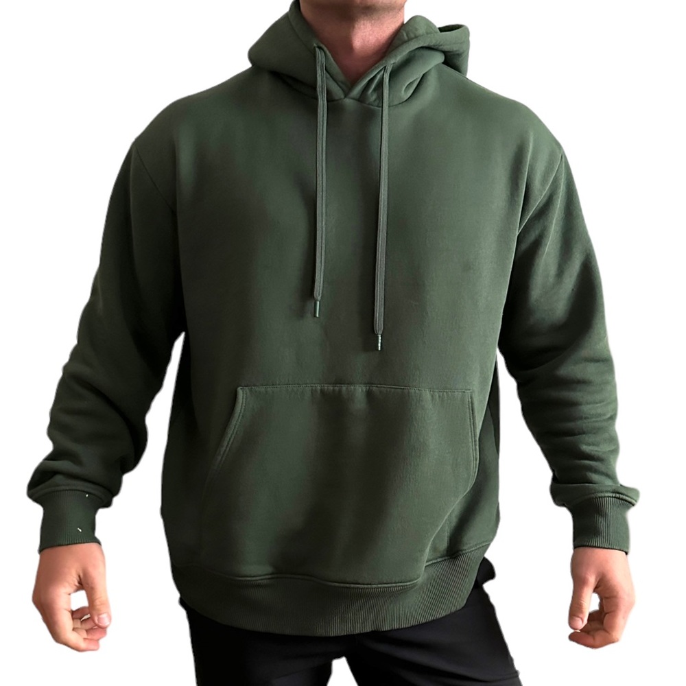 Zara basic Hoodie Sweatshirt bottle green